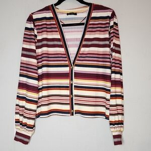 Lane Bryant Long-Sleeve Button-Front Hacci Ribbed Crop Cardigan Women's 14/16